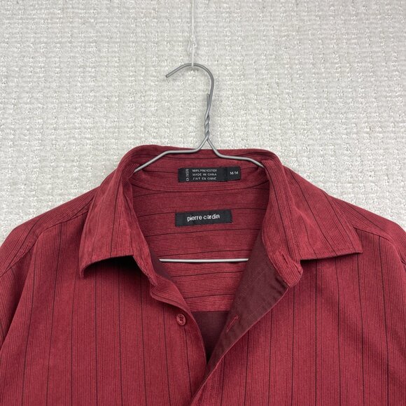 Vintage Pierre Cardin Faux Suede Dark Red Dress Shirt Men Size M Button Up - Picture 2 of 13